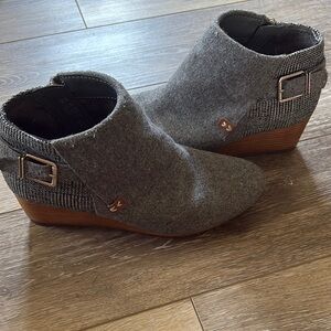 Cozy Gray Ankle Booties with Wedge Heel